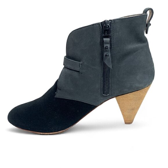 Matt Bernson Side Zip Ankle Booties Grey & Black Suede 3" Heel Urban Cowgirl 9.5 - Picture 4 of 9